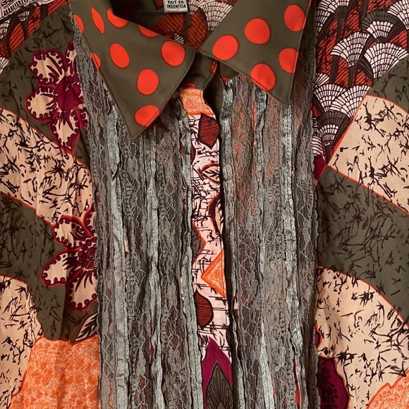 Vintage patchwork Jaipur long sleeve snap button down shirt - Picture 5 of 8